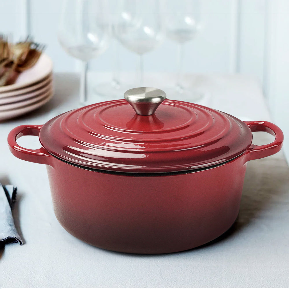 COOKERCOOL Casr Forno olandese smaltato in ferro, rosso