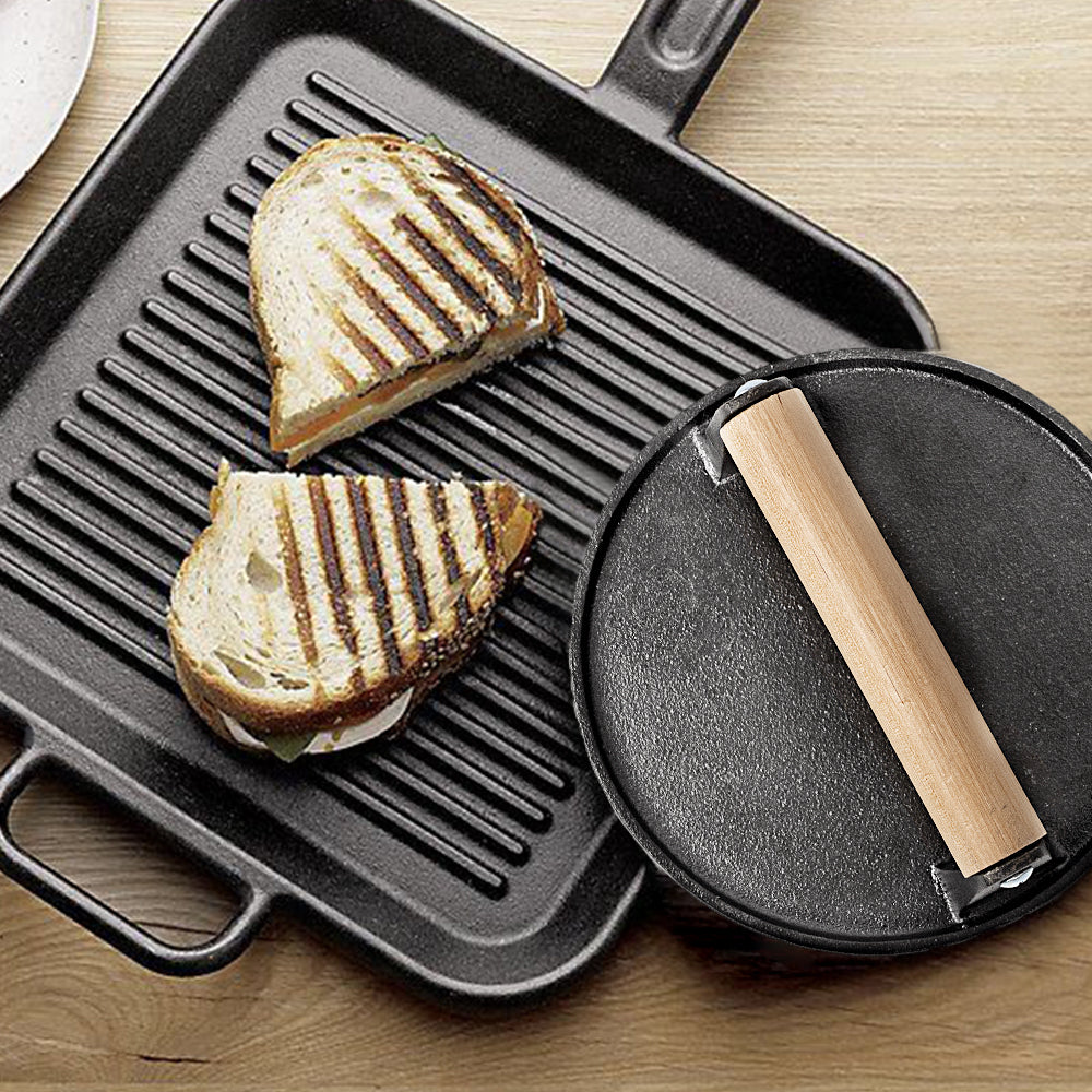 COOKERCOOL Pressa per griglia rotonda in ghisa/Pressa per carne