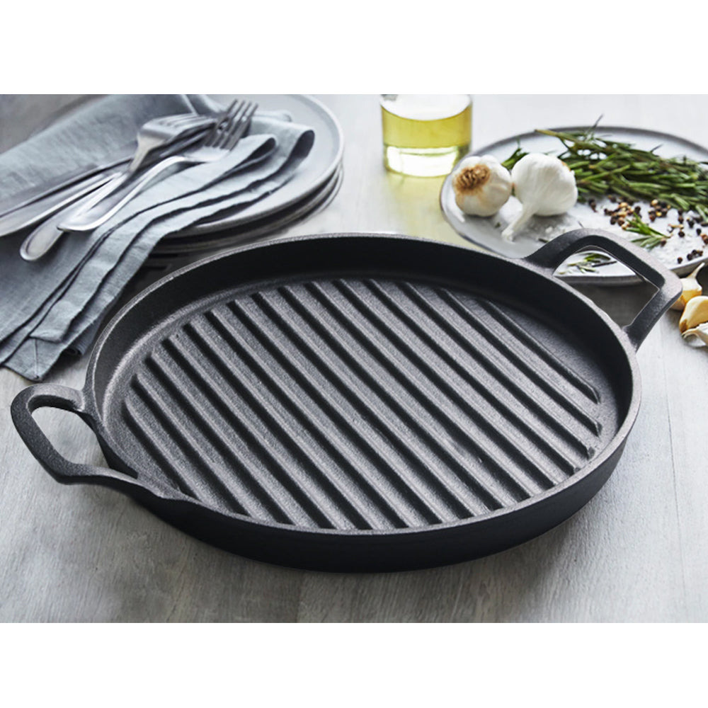 COOKERCOOL Padella per griglia pre-stagionata in ghisa con 2 manici