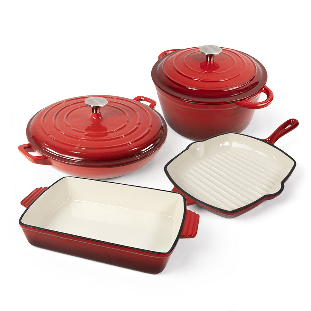 Red Enameled Cookware Set