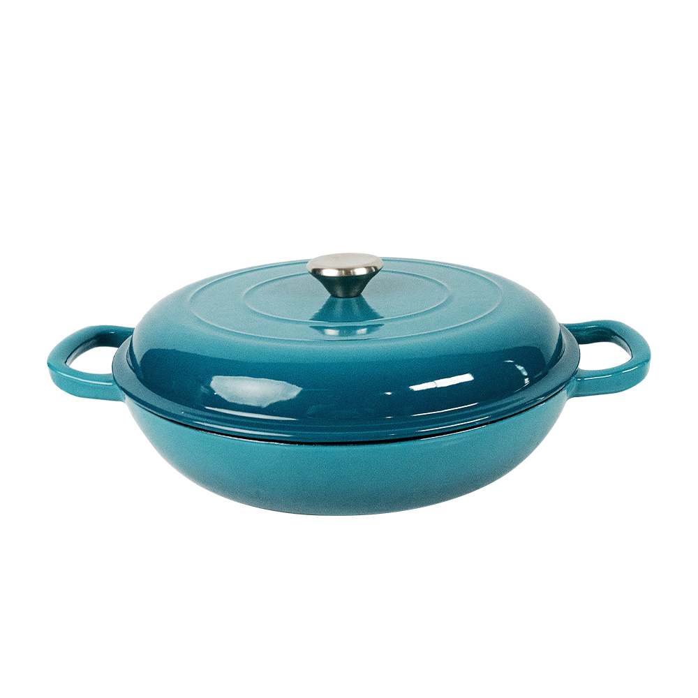 COOKERCOOL Set di pentole in ghisa smaltata, verde acqua scuro