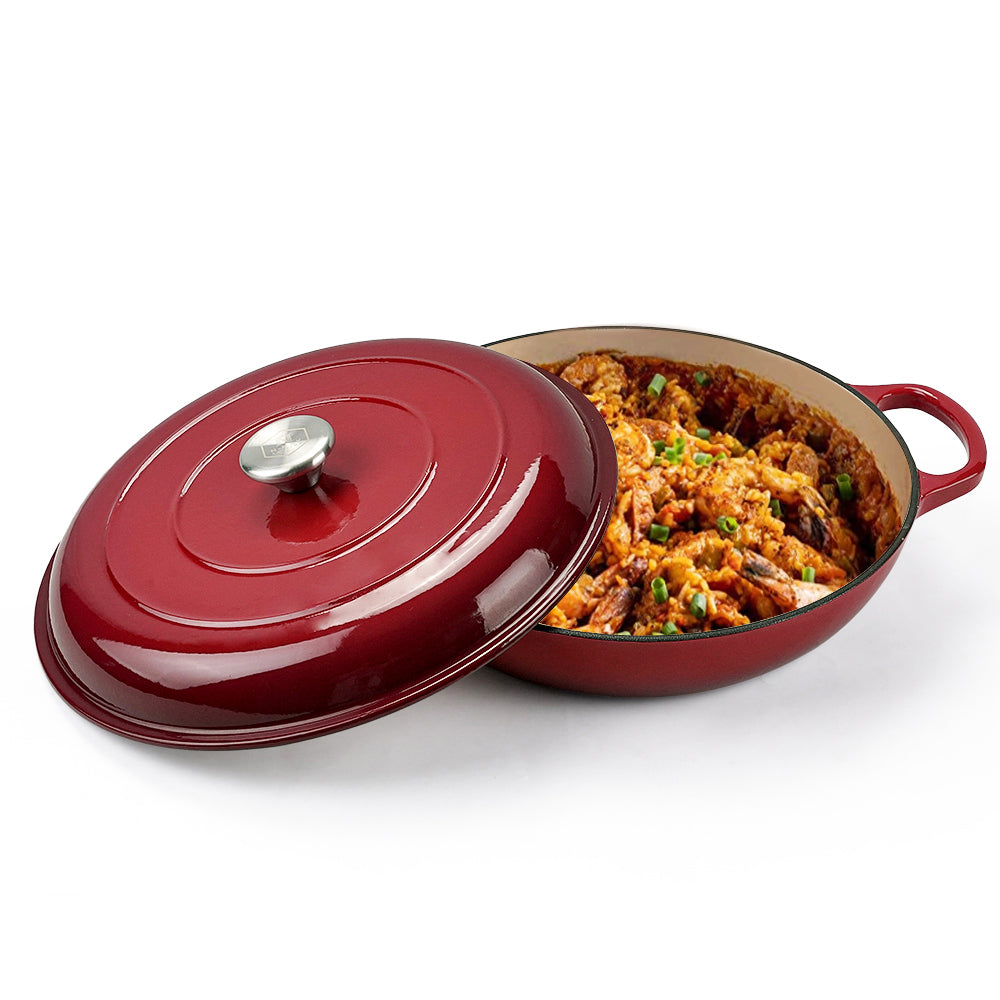 COOKERCOOL Cast Iron Enamel Cookeware Set,Red