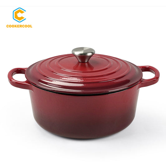 COOKERCOOL Casr Iron Enamel Dutch Oven,Red