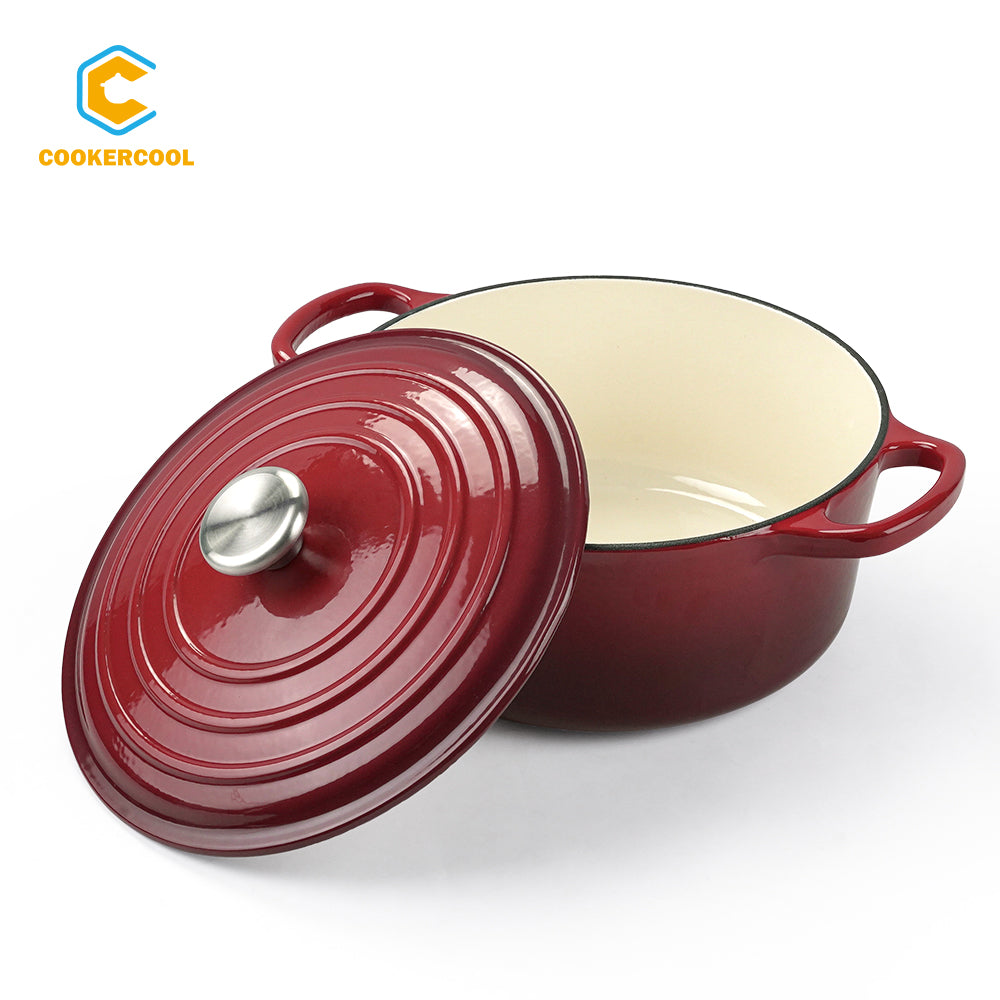 COOKERCOOL Cast Iron Enamel Cookeware Set 6pcs,Red