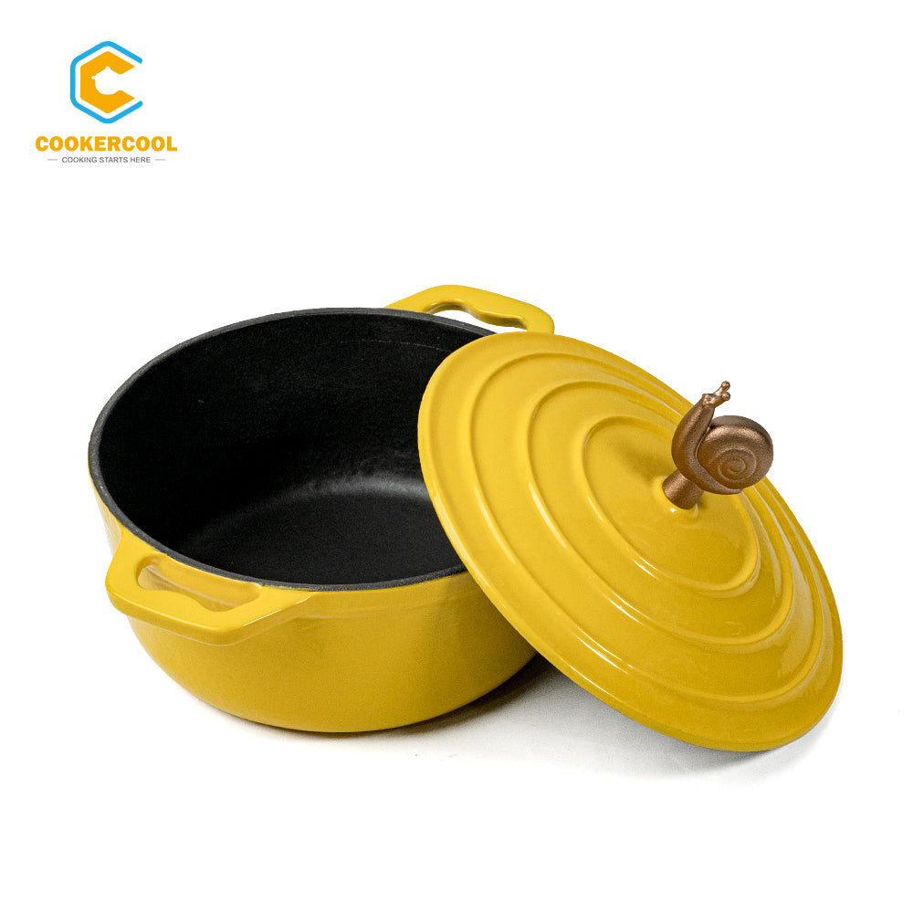 COOKERCOOL Casr Iron Enamel Cookware Set,3 pieces,Yellow