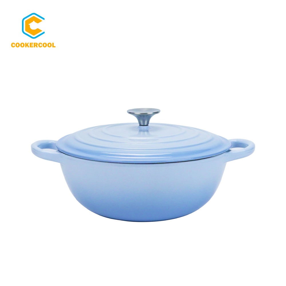 COOKERCOOL Casr Iron Enamel Cookware Set,3 pieces,Sky Blue