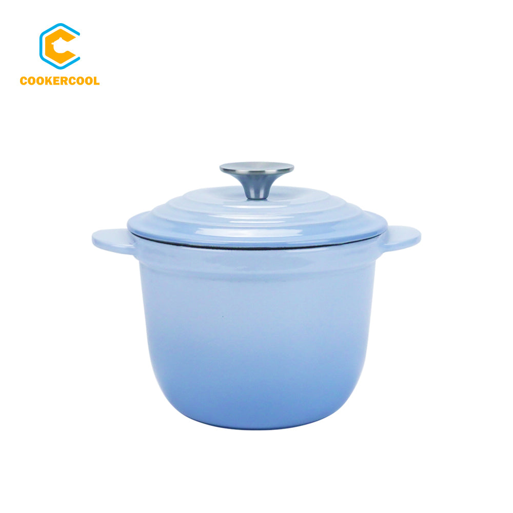 COOKERCOOL Casr Iron Enamel Cookware Set,3 pieces,Sky Blue