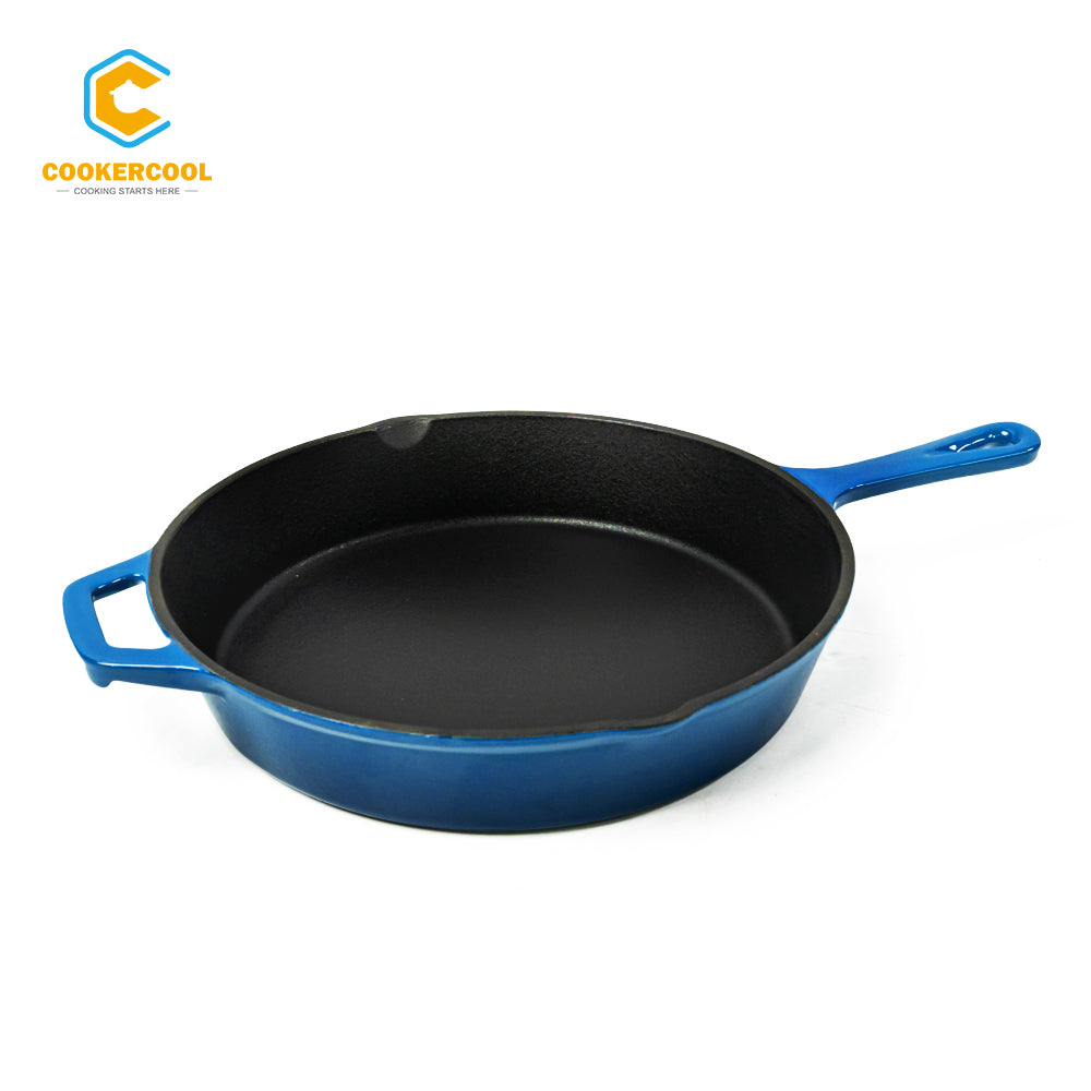 COOKERCOOL Casr Iron Enamel Cookware Set,Navy Blue
