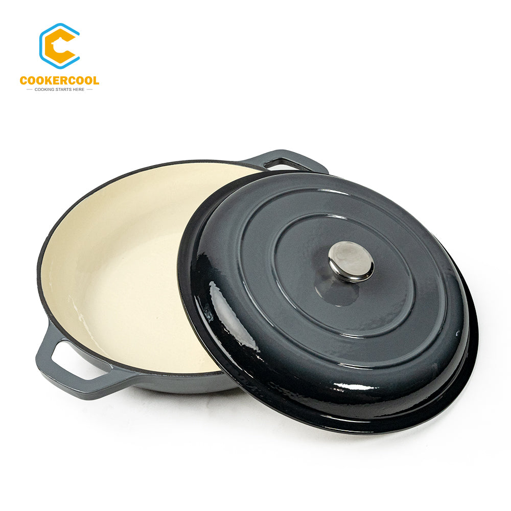 COOKERCOOL Casr Iron Enamel Cookware Set,7 pieces,Grey