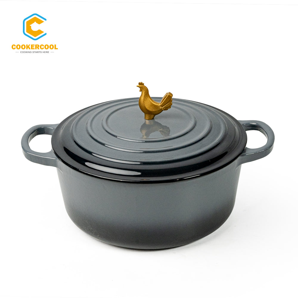 COOKERCOOL Casr Iron Enamel Cookware Set,7 pieces,Grey
