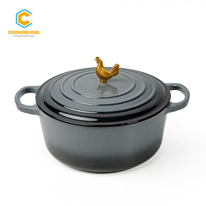 COOKERCOOL Casr Iron Enamel Cookware Set,7 pieces,Grey