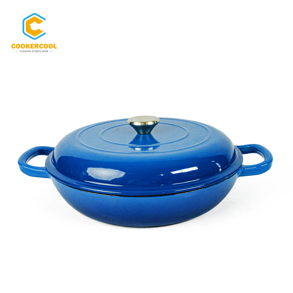 COOKERCOOL Casr Iron Enamel Cookware Set,Navy Blue