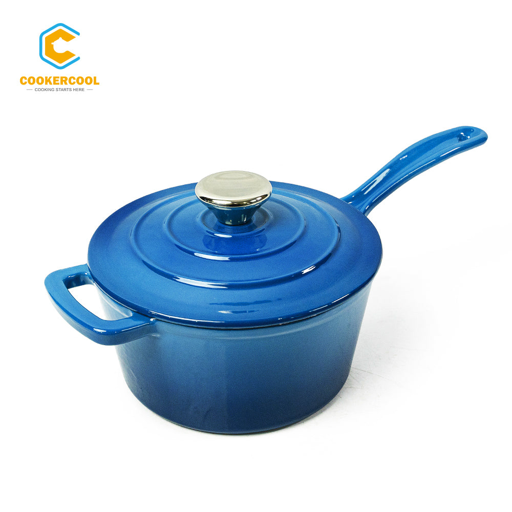 COOKERCOOL Casr Iron Enamel Cookware Set,Navy Blue