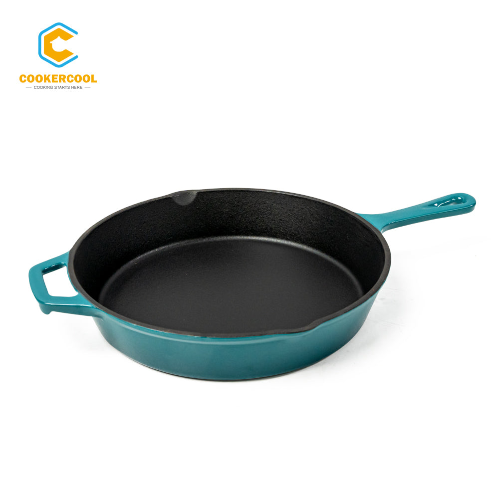 COOKERCOOL Cast Iron Enamel Cookeware Set,Dark Teal