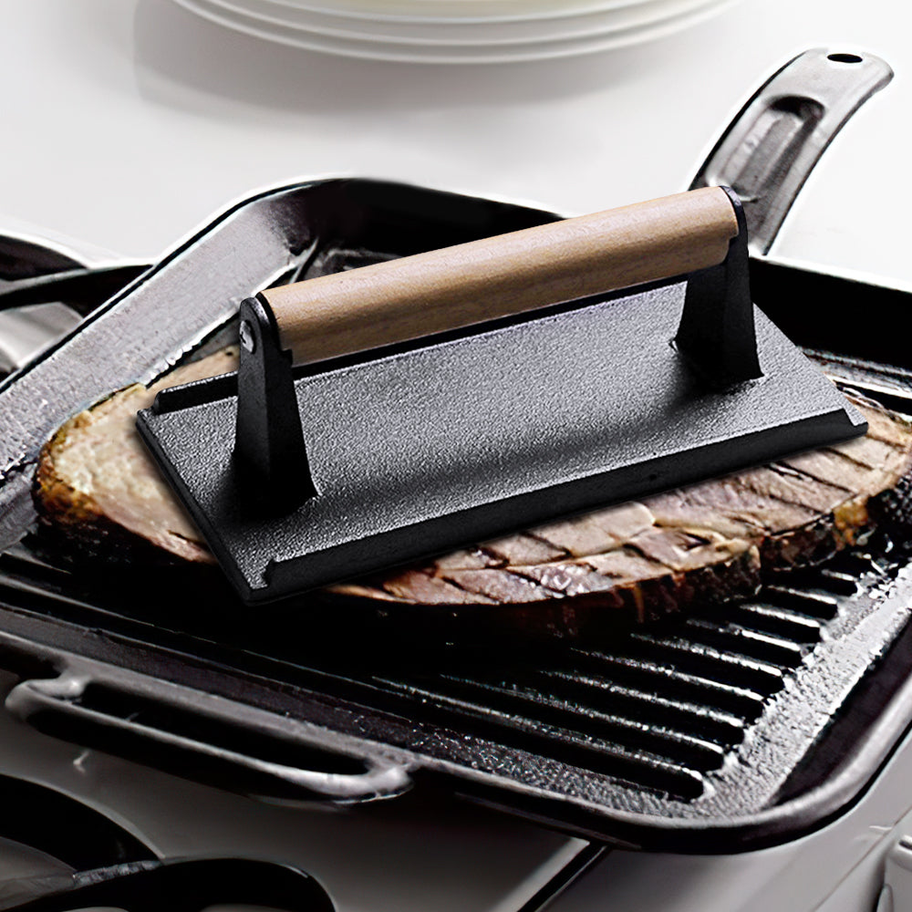 COOKERCOOL Cast Iron Square Grill Press/Meat Press