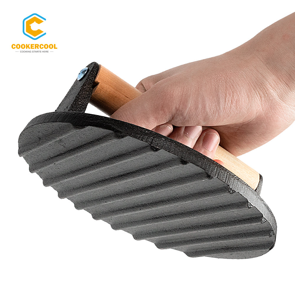 COOKERCOOL Pressa per griglia rotonda in ghisa/Pressa per carne