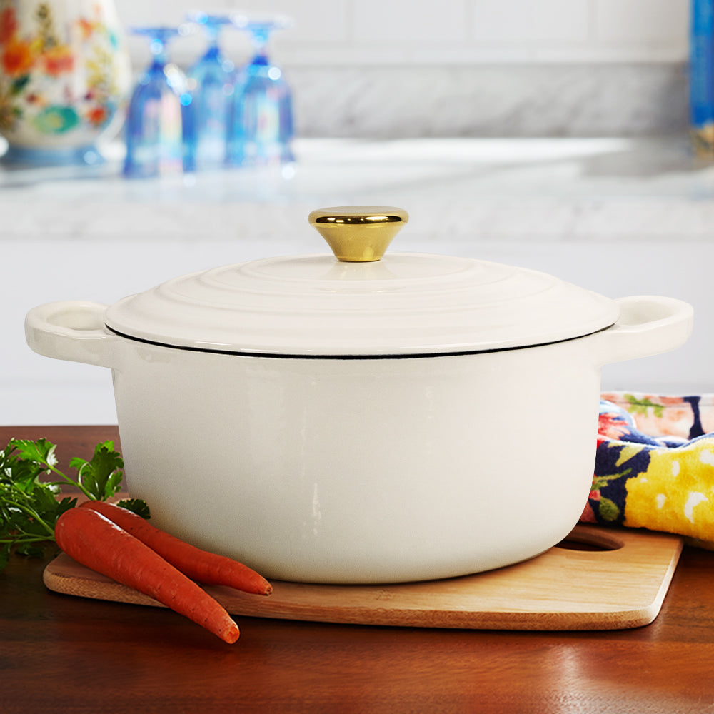 COOKERCOOL Casr Iron Enamel Cookware Set,White