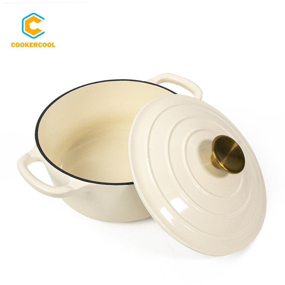 COOKERCOOL Casr Iron Smalto Forno Olandese, Giallo Crema