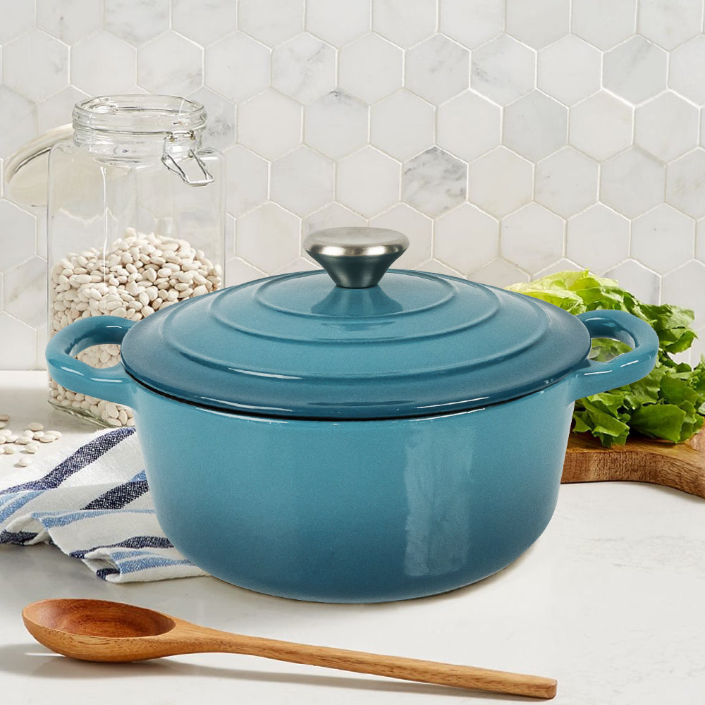 COOKERCOOL Casr Iron Enamel Dutch Oven,Dark Teal