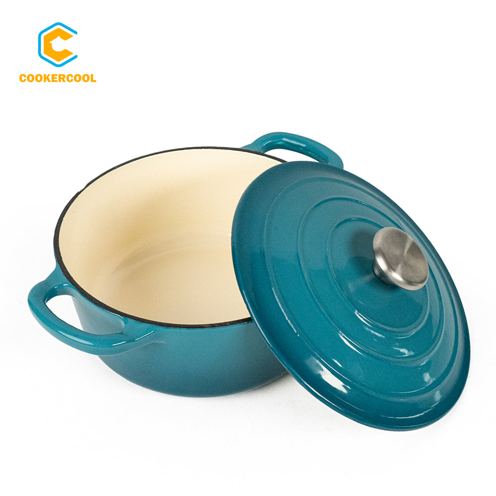 COOKERCOOL Casr Iron Enamel Dutch Oven,Dark Teal