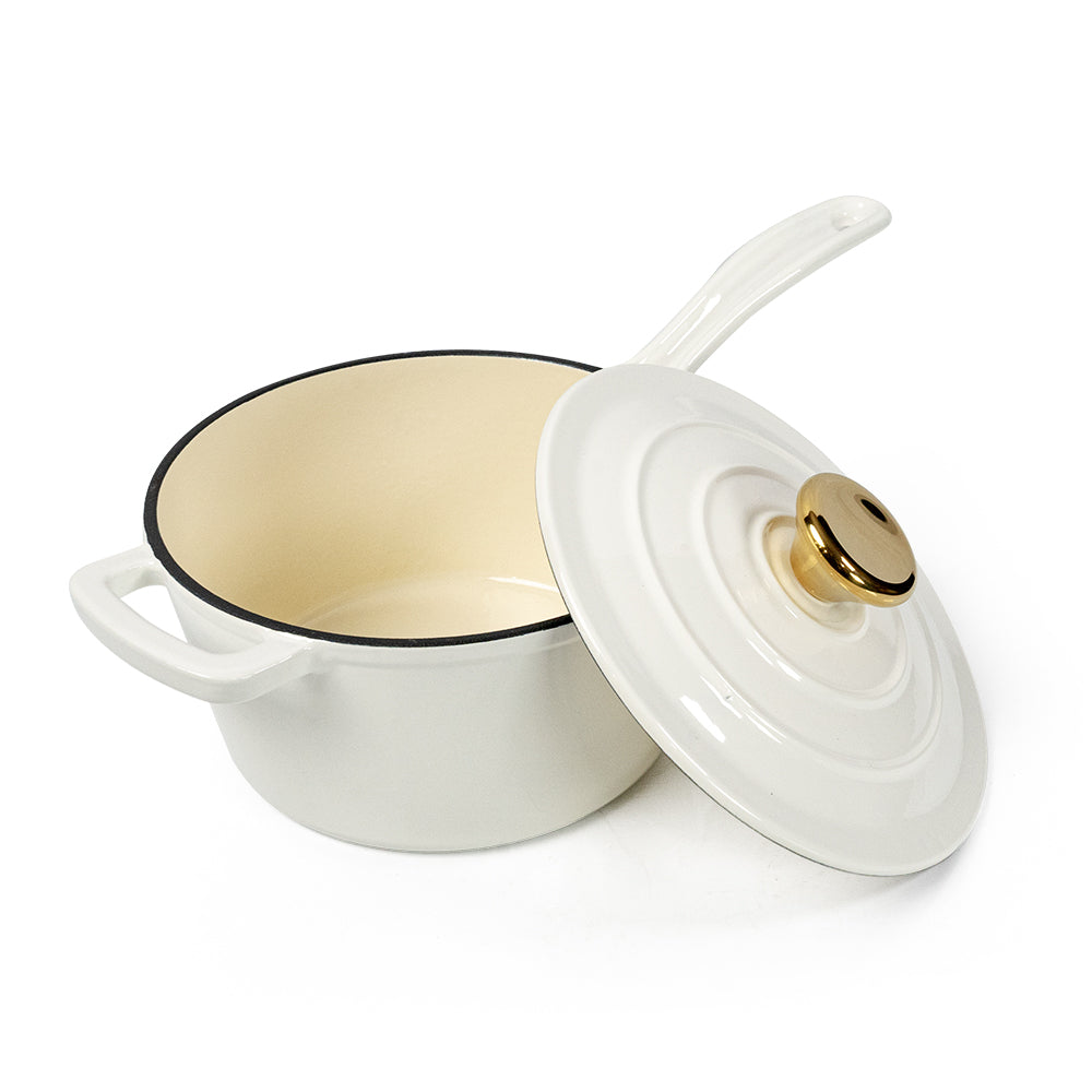 COOKERCOOL Casr Iron Enamel Cookware Set,White