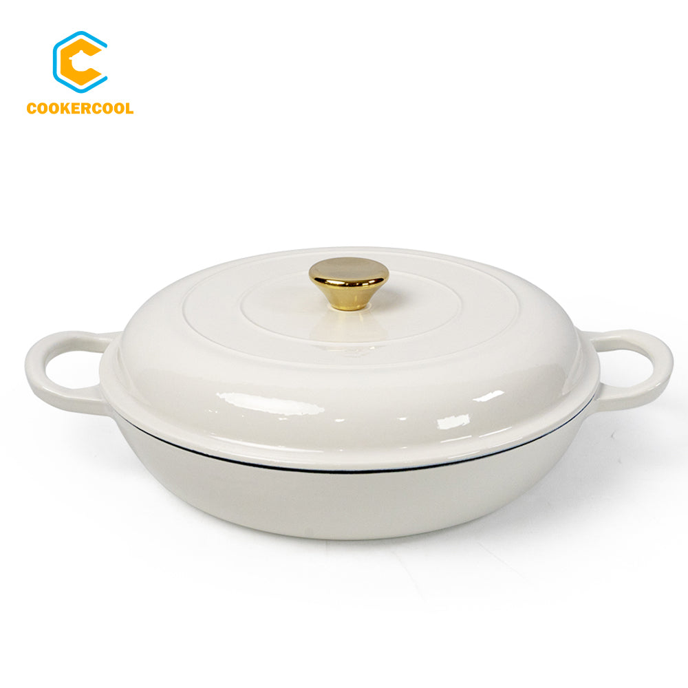 COOKERCOOL Casr Iron Enamel Cookware Set,White