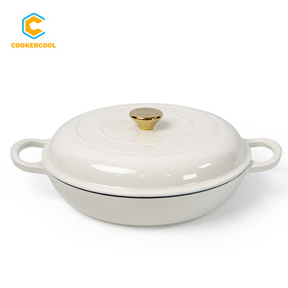 COOKERCOOL Casr Iron Enamel Cookware Set,White