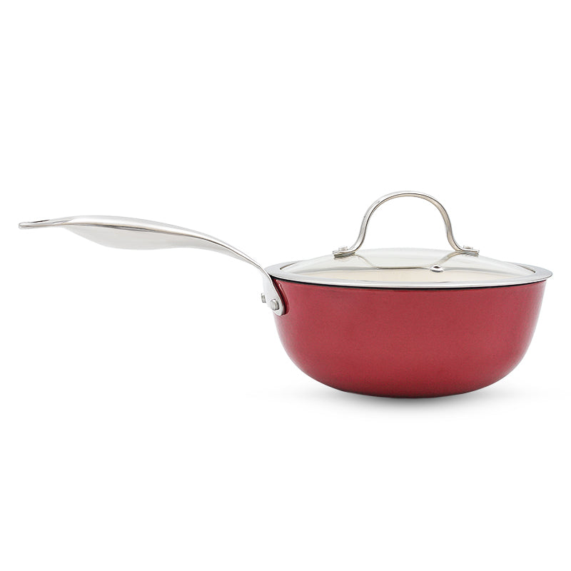 Light weigh enamel coated cast iron saucepan