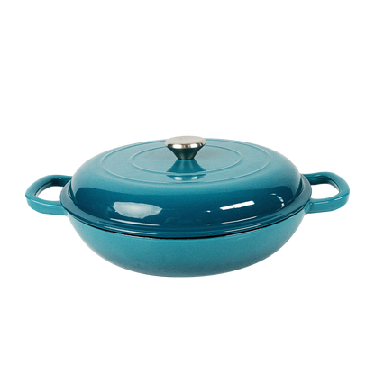 COOKERCOOL Cast Iron Enamel Cookeware Set,Dark Teal