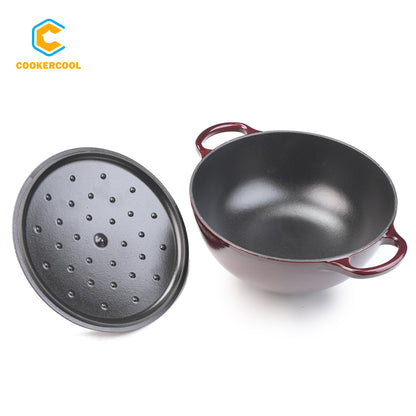 COOKERCOOL Casr Iron Enamel Cookware Set,5 pieces,Wine Red