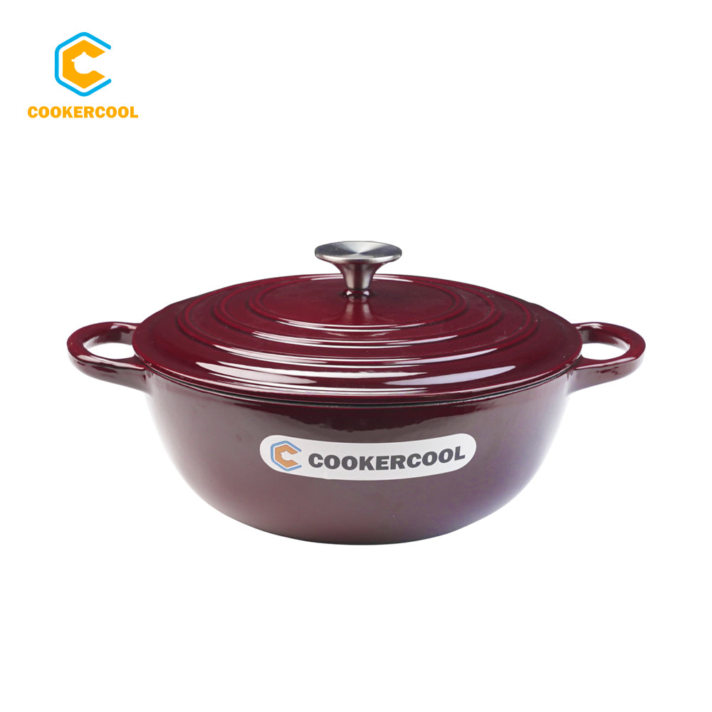 COOKERCOOL Casr Iron Enamel Cookware Set,5 pieces,Wine Red