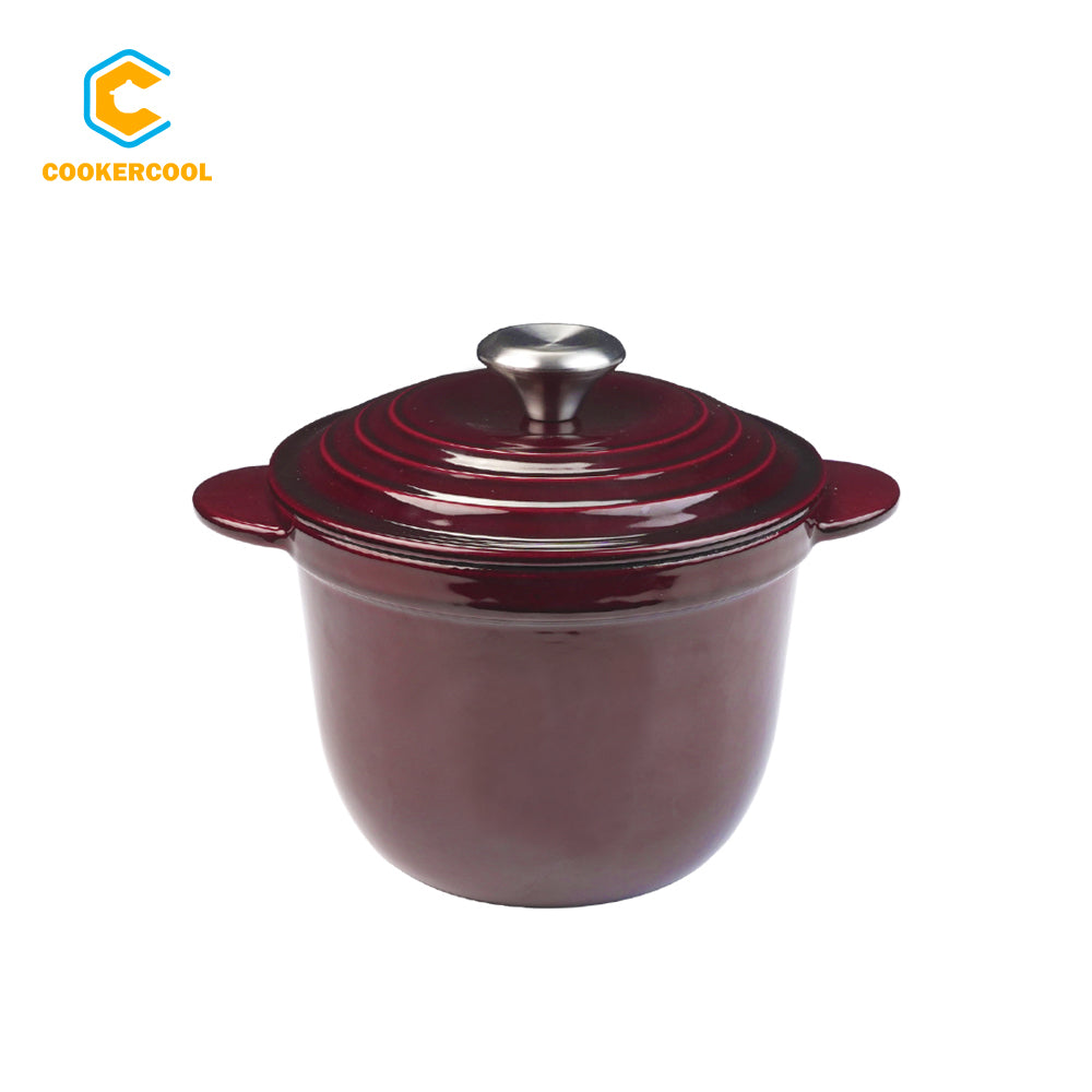 COOKERCOOL Casr Iron Enamel Cookware Set,5 pieces,Wine Red